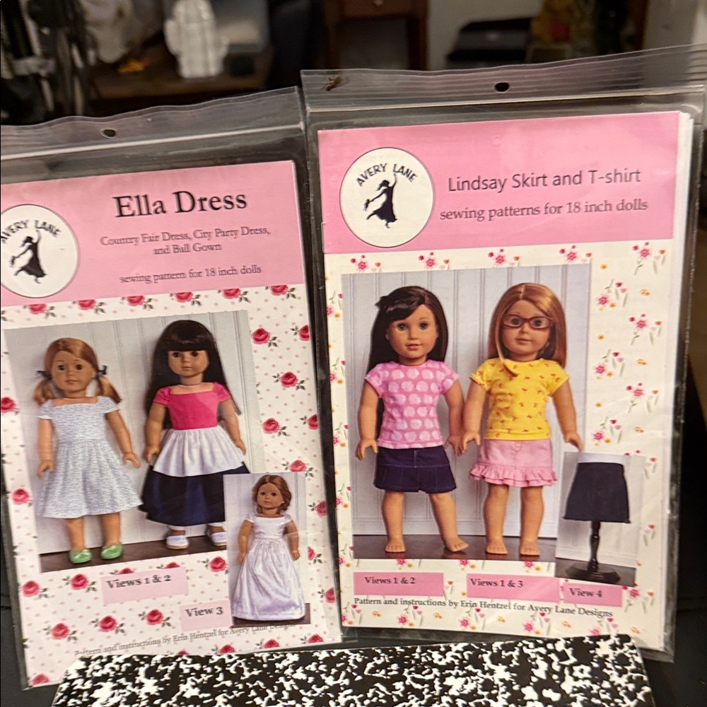 Doll Sewing Patterns - Ella Dress & Lindsay Skirt
